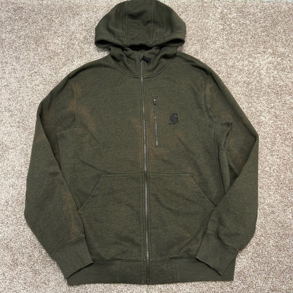Discolored Carhartt Full Zip Hoodie Men Size Medium Relaxed Fit Sweatshirt